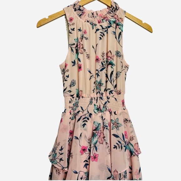 Eliza J Floral Ruffle A Line Dress Blush Pink Size 2 - Picture 4 of 9